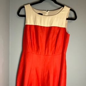 Talbots bright orange white dress 2